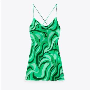 Zara flowy green mini dress